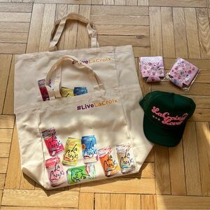 La Croix bundle - 2 totes, trucker hat, 2 koozies, NEW